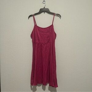 Anthropologie Satin Slip Skater Sleeveless Dress Magenta Size Large